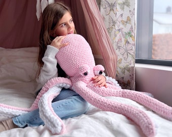 Octopus plush toy crochet pattern, Giant amigurumi octopus, Big plushy animal toy for babies, kids, children, Instant download PDF pattern