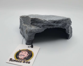 Reptile Stone Cave for Small Reptiles, Leopard Geckos, Frogs, Tarantulas, and More! Hide Terrarium Decoration by Jungle Bob