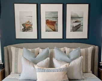 Coastal Boat Watercolor Print Set: Beach Impressionist Art