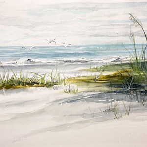 Watercolor Beach Giclee Print: Coastal Seaside Wall Art