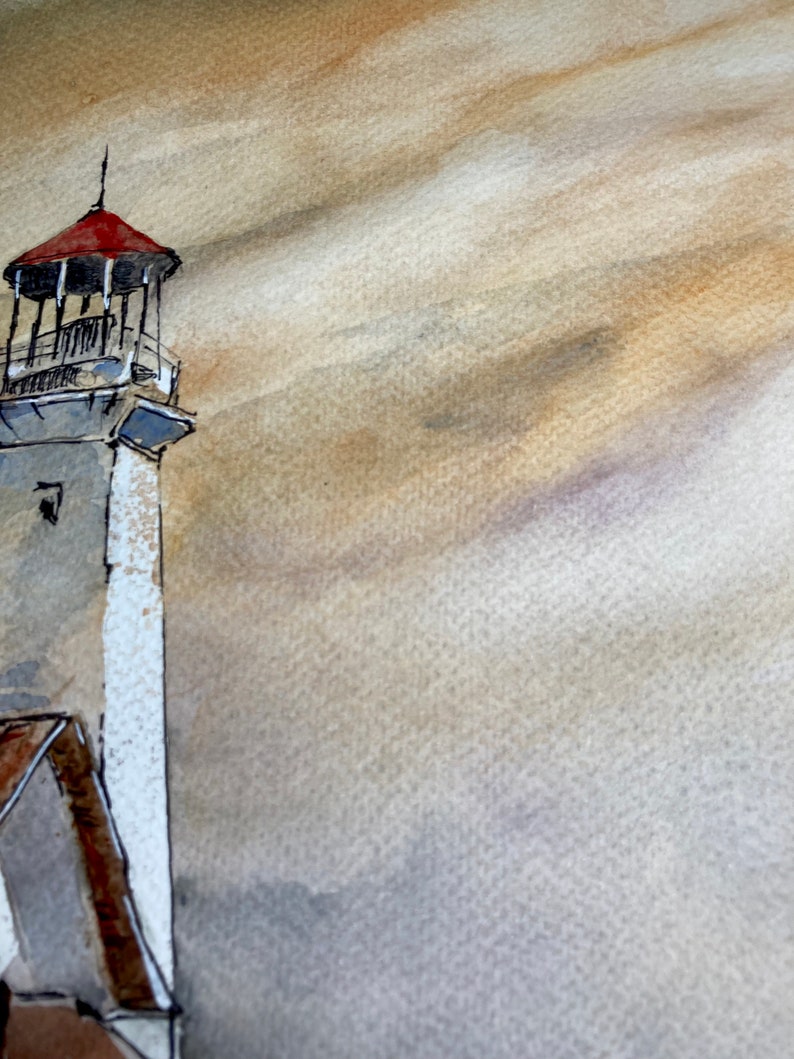 Watercolor Painting Lighthouse, Coastal Artwork, Prints, Modern ...