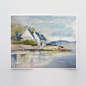 Watercolor Painting, Sea Homes, Beach Houses, Coastal Art, Seaside Cottages, Prints, Darcy Brambrink