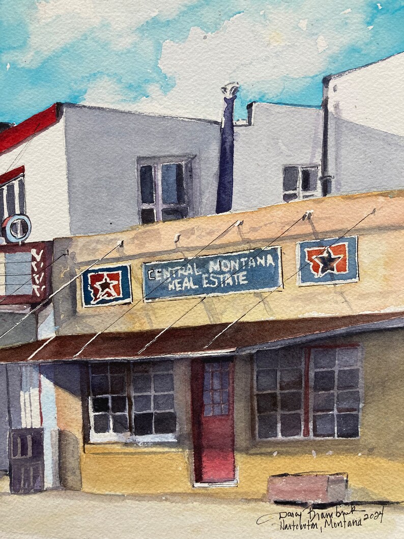 Original Watercolor Painting 11 X 14 Western Montana Town Harlowton