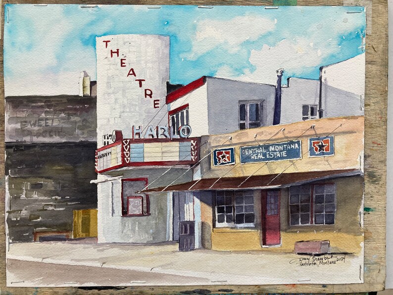 Original Watercolor Painting 11 X 14 Western Montana Town Harlowton