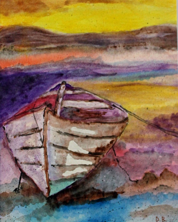 Original Watercolor Alaska Float Plane /& Fisherman Hand Signed Lake Decor
