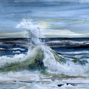 Original Watercolor Big Wave Lake Superior Gales of November Giclee Prints Coastal Storm Darcy Brambrink Lakegirlstudiosart