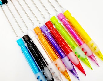 SET of 2, DIY Beadable Mechanical Pencil, Bright Glitter Pencils For Beads, DIY Beadable Item, Beadable School Pencil, Refillable Pencil