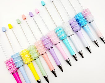 DIY Beadable Pens, Pearl Rosebud Bead Pens, Plastic Craft Pens, Pens For Chunky Bubblegum Beads, Pen Blanks, Roundtop Pens, Custom Pen Gifts