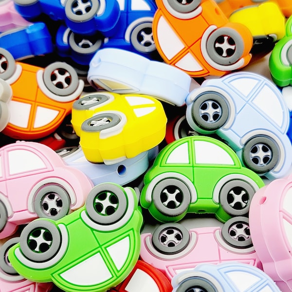 Juego de 2 cuentas de silicona para coche, cuentas de silicona para coche retro, bonitas cuentas para bolígrafo, cuentas para llavero, cuentas para cordón, cuentas para llavero DIY