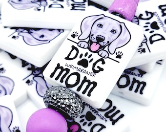 SET 1 OR 2, Weimaraner Dog Mom Pen Focal Bead, Dog Lover Pen Focal Bead, Dog Breed Bead Charm, Cute Dog Mom Gift, DIY Dog Pen Beads