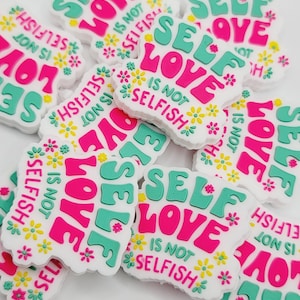 SET of 2, Self Love Focal Silicone Bead, Shape Keychain Focal Bead, Mental Health Focal Pen Beads, Inspirational Focal Beads For Keychains