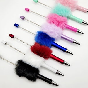 DIY Fluffy Feather Beadable Pens, DIY Beadable Pens, Plastic Pens, Pens For Chunky Bubblegum Beads, Pen Blank, Roundtop Pens, Custom Gifts
