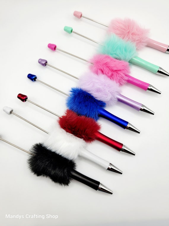 DIY Fluffy Feather Beadable Pens, DIY Beadable Pens, Plastic Pens, Pens For Chunky Bubblegum Beads, Pen Blank, Roundtop Pens, Custom Gifts