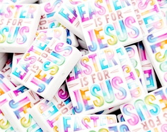 SET of 2, Easter Is For Jesus Focal Pen Silicone Bead, Jesus Craft Focals, Religious Focal Pen Bead, Easter Craft Beads, Print Focal Beads
