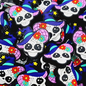 SET of 2, Halloween Skull Witch Focal Bead, Halloween Focal Silicone Bead, Skeleton Shape Focal Pen Bead, Halloween DIY Craft Beads