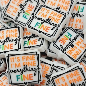 SET of 2, It’s Fine I’m Fine Everything’s Fine Focal Bead, Everything’s Fine Silicone Bead, It’s Fine I’m Fine Focal Bead, Funny Pen Beads