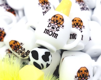 Labrador Dog Mom Focal Bead, Dog Mom 3D Cup Pen Bead Focal, Dog Lover Pen Bead, Dog Mom Silicone Beads, Dog Breed Bead Pens, Cute Dog Beads