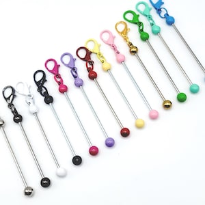 Mini Beadable Keychain Bar, DIY Bead Keychain, Metal Beaded Zipper Pull, Bead Bar Supplies Blank, DIY Beadable Blanks, DIY Craft Pen Bars