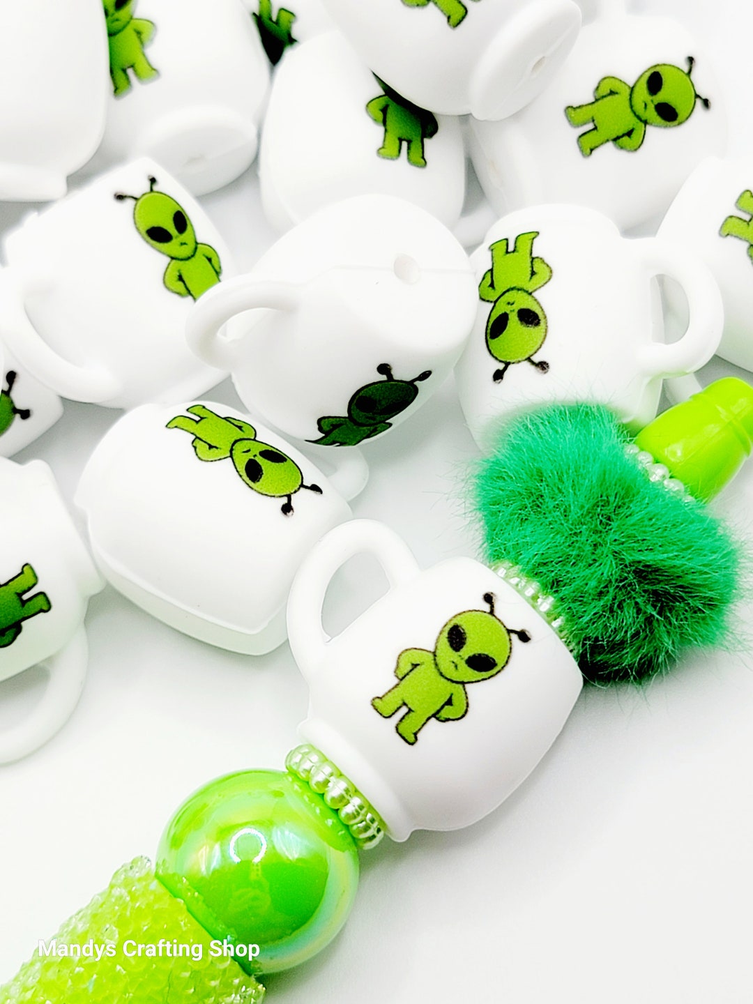 Alien Focal Bead, 3D Cup Shape Silicone Bead, Alien Pen Beads, Friend ...