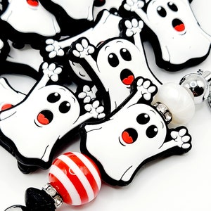 SET of 2, Halloween Ghost Focal Bead, Halloween Focal Silicone Bead, Screaming Ghost Focal, Shape Focal Pen Beads, Halloween DIY Craft Beads