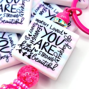 SET of 2, Inspirational Focal Bead, You Are Enough Print Focal, Positive Saying Pen Bead, DIY Pen Bead, Mental Health Bead, NEW Color Design