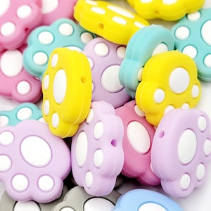 SET of 2, Color Paw Print Focal Bead, Dog Paw Craft Bead, Dog Silicone Focal Bead, Keychain Bead, Bulk Beads, Lanyard Beads, Pen Bead