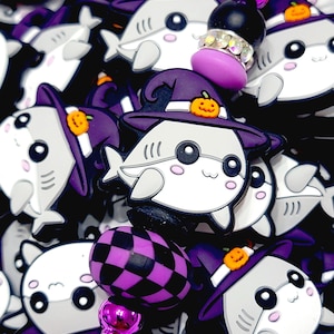 SET of 2, Halloween Witch Shark Focal Bead, Halloween Focal Silicone Bead, Shape Focal Pen Beads, Halloween DIY Craft Beads