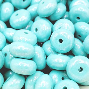 SET OF 10, Light Turquoise OPAL Shimmer Abacus Silicone Beads, Iridescent Silicone Beads, Glitter Silicone Beads, Pearl Opal Silicone Bead