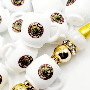 Weed Cup Focal Pen Bead, Shut Up and Smoke Pot Focal Bead, Marijuana Focal, Funny Stoner Bead, Focal Pen Beads, Wristlet Beads, 420 Beads