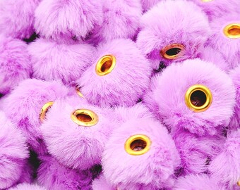 SET OF 10, Fuzzy Beads Spacer, Lavender Faux Fur Beads, Bead For Pen, Pom Pom Bead, Large Hole Spacer Bead, Furry Pen Beads, Purple Beads