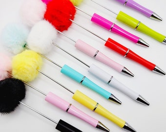 DIY Pom Pom Plastic Beadable Pens, Fluffy Beadable Pens, DIY Beadable Pens, Pens For Chunky Bubblegum Beads, Pen Blank, Roundtop Pens