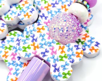 SET of 2 Balloon Dog Dog Bone Focal Bead, Dog Mom Silicone Bead, Dog Lover Bead, Puppy Beads, Paw Print Beads, Dog Mom Gift, DIY Pen Beads