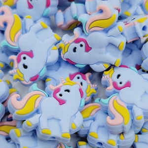 SET OF 2, Unicorn Focal Silicone Beads, Shape Silicone Beads, Soft Silicone Beads, DIY Necklace, Keychain Beads, Pen Beads, Wristlet Beads