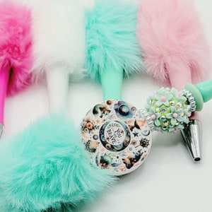 DIY Fluffy Feather Beadable Pens, DIY Beadable Pens, Plastic Pens, Pens For Chunky Bubblegum Beads, Pen Blank, Roundtop Pens, Custom Gifts image 9