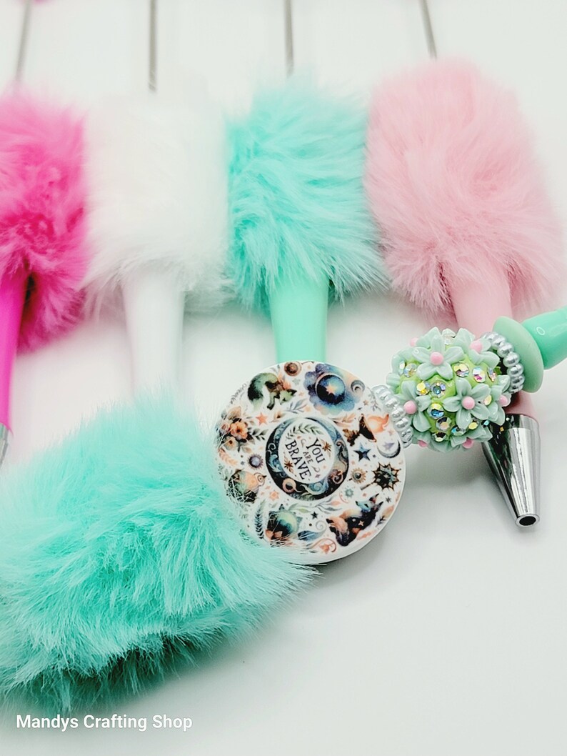 DIY Fluffy Feather Beadable Pens, DIY Beadable Pens, Plastic Pens, Pens For Chunky Bubblegum Beads, Pen Blank, Roundtop Pens, Custom Gifts image 9