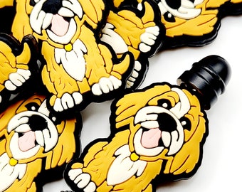 SET OF 2, Brown Dog with Smile Silicone Focal Bead, Dog Focal Beads, Animal Pen Beads, Wristlet Beads, Lanyard Beads, DIY Keychain Beads