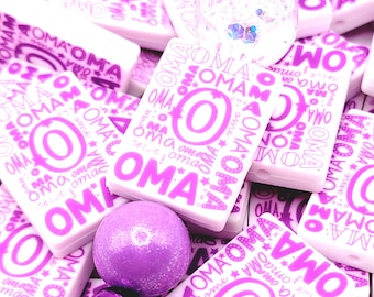 SET 1 or 2, Oma Typography Focal Bead, Grandma Pen Bead, Family Focal Beads, Print Focal Beads, DIY Nana Keychain Focal Bead