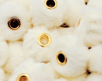 SET OF 10, Fuzzy Beads Spacer, Cream Faux Fur Beads, Beads For Pen, PomPom Beads, Large Hole Spacer Beads, Furry Pen Beads