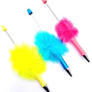 DIY Fluffy Feather Beadable Pens, DIY Beadable Pens, Plastic Pens, Pens For Chunky Bubblegum Beads, Pen Blank, Roundtop Pens, Custom Gifts image 3