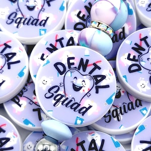 SET of 2, Dental Squad Focal Craft Pen Bead, Funny Dentist Tooth Pen Bead, Dental Hygienist Keychain Focal Bead, Dental Assistant Pen Gifts