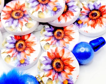 SET OF 2, Patriotic Sunflower Focal Bead, Fourth Of July Focal Silicone Bead, Patriotic Beads, Shape Pen Bead, Wristlet Keychain Beads