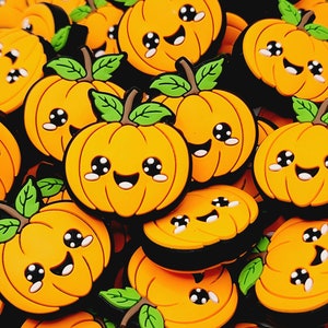 SET of 2, Happy Pumpkin Focal Bead, Halloween Silicone Bead, Halloween Focal Bead, Shape Focal Pen Beads, Halloween DIY Craft Beads