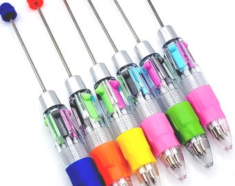 DIY Beadable Pens, Multicolor Beadable Pen, Multi Color Beadable Pens, Beadable Pen with 4 Color Ink, Beadable Item, DIY Craft Bar Pens