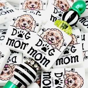 SET 1 OR 2, Cavapoo Dog Mom Pen Focal, Dog Mom Silicone Focal Bead, Dog Lover Pen Bead, Dog Bead Charm, Cute Dog Mom Gift, DIY Pen Beads