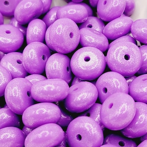 SET OF 10, Purple OPAL Shimmer Abacus Silicone Beads, Iridescent Silicone Beads, Glitter Silicone Beads, Pearl Opal Silicone Beads, 8*14mm