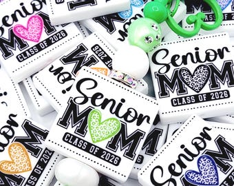 SET of 1 or 2, Senior MOM Class of 2026 Silicone Focal Pen Bead, Graduation Craft Beads, Keychain Focal Beads, Car Hanging Graduation Beads
