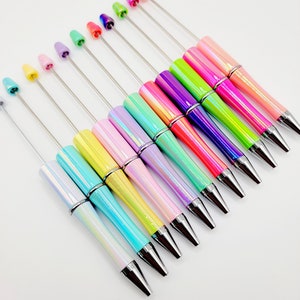 Craft Beadable Pens, DIY Pearl Iridescent Finish Bead Pens, Plastic Pens, Pens For Chunky Beads, Pen Blank, Roundtop Pens, Custom Pen Gifts