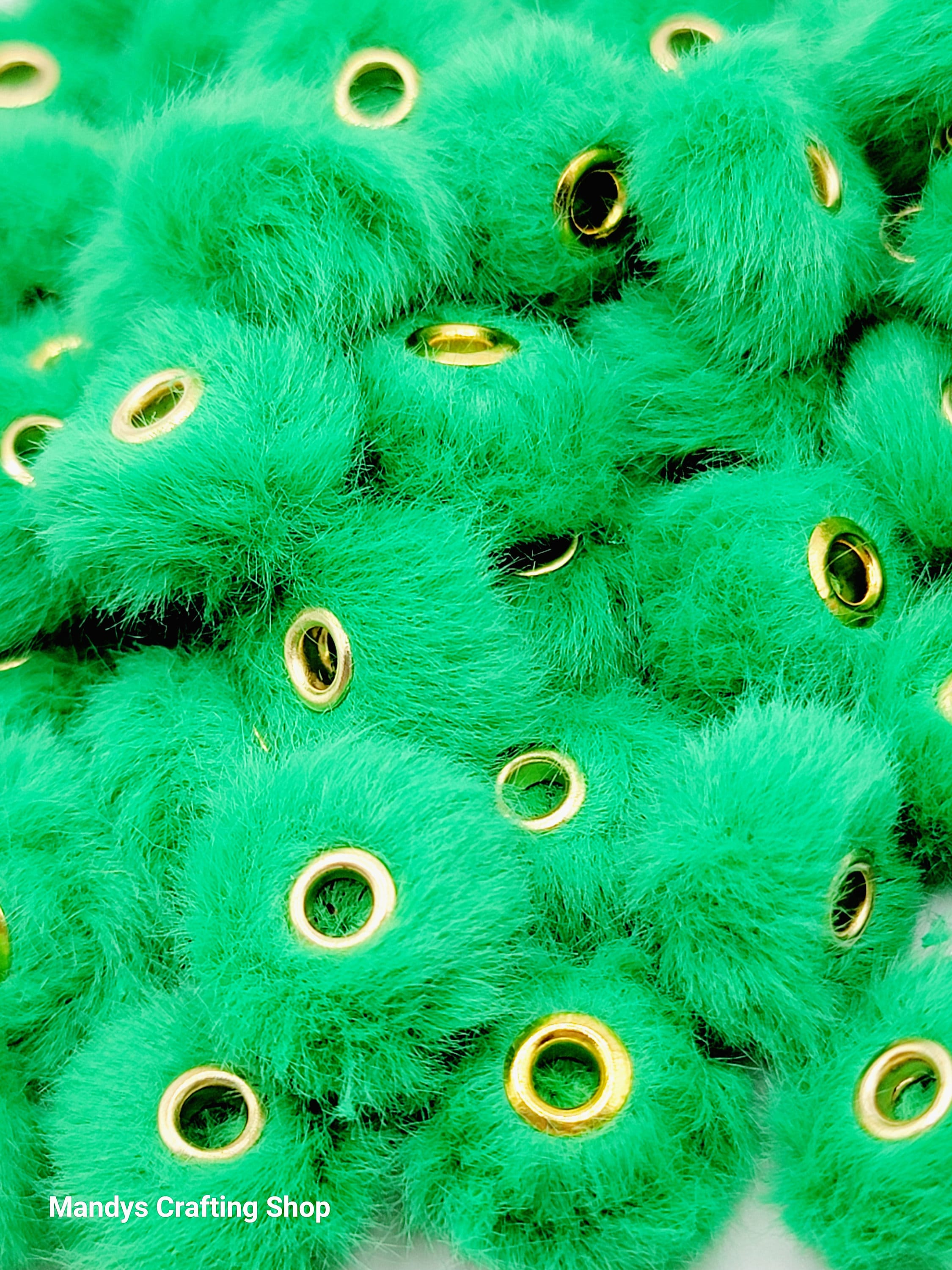SET OF 10, Fuzzy Beads Spacer, Green Faux Fur Beads, Bead For Pen, Pom Pom Bead, Large Hole Spacer Bead, Furry Pen Beads, Christmas Beads