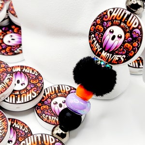 SET OF 2, Halloween Focal Bead, Ghost Focal Bead, Scary Movies Pen Bead, Funny Halloween Pen Beads, Craft Beads, Watch Scary Movies Bead