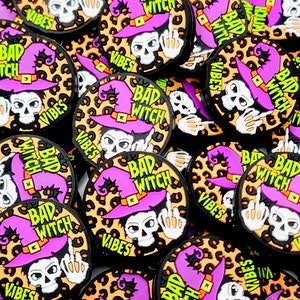 SET of 2, Halloween Focal Bead, Bad Witch Silicone Pen Bead, Skeleton Shape Focal Pen Bead, Halloween DIY Craft Beads, Witch Focal Beads